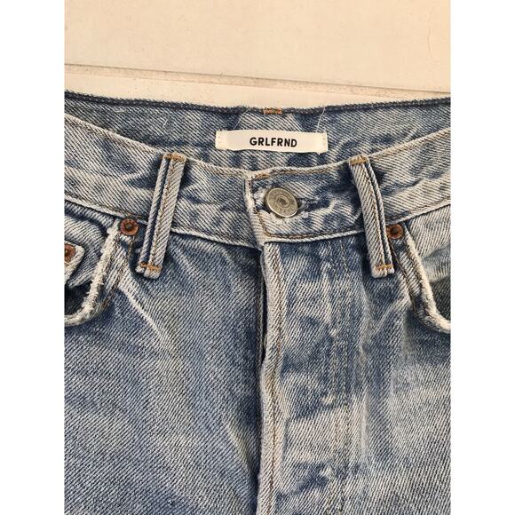 Grlfrnd Karolina High Waist Distressed Cut Off Straight Leg Denim Jeans - Picture 2 of 10